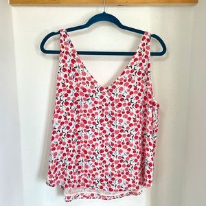 EUC L LOFT V-Neck Shell, Cherry Print